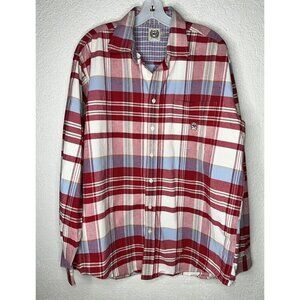Cinch  Button Down Long Sleeve Shirt Large Red Plaid Thick Cotton Canvas Men’s Y